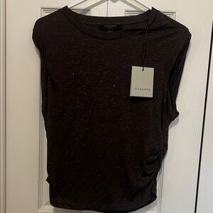 All Saints Dark Brown Short Sleeve Tee
